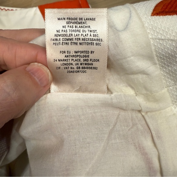 Anthropologie Vanessa Virginia Cream Pencil Skirt with Orange Appliques, Size 4 - Picture 7 of 8